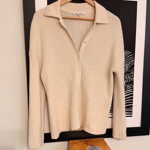 Reformation Ribbed Knit Cashmere Sweater in Cream